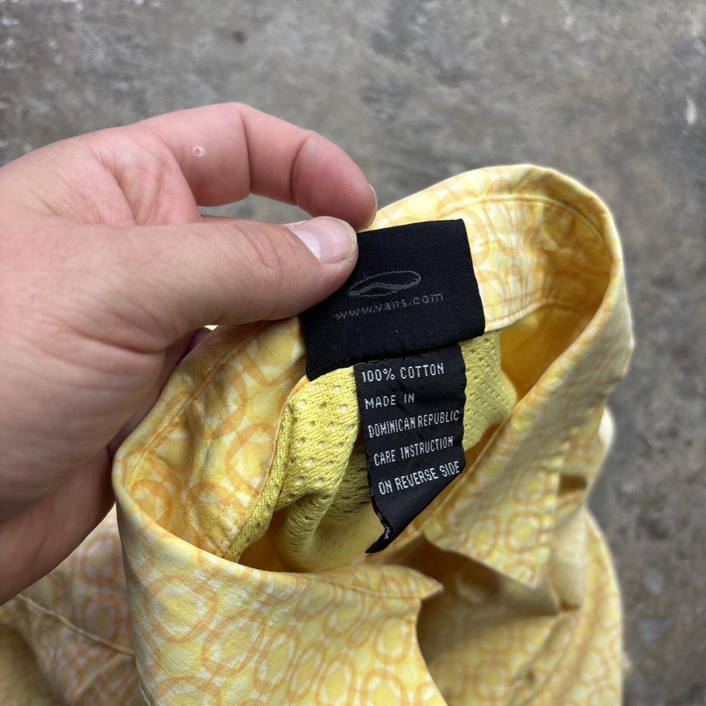 Vintage Yellow Patterned Vans Men’s Short Sleeved Shirt - XL