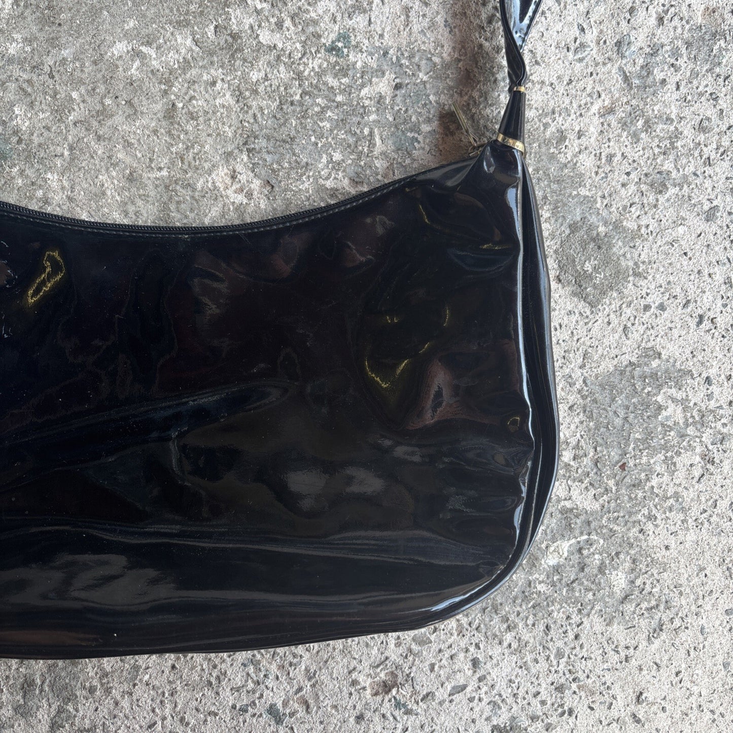 Black Patent Shilton Shoulder Bag | One Size