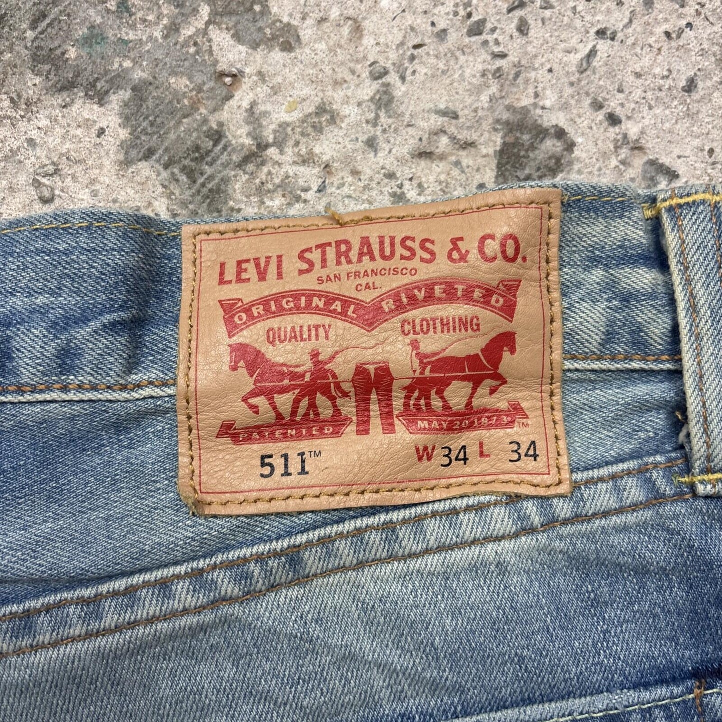 Faded Blue Denim Levi’s 511 Cut Off Jean Shorts | W34"