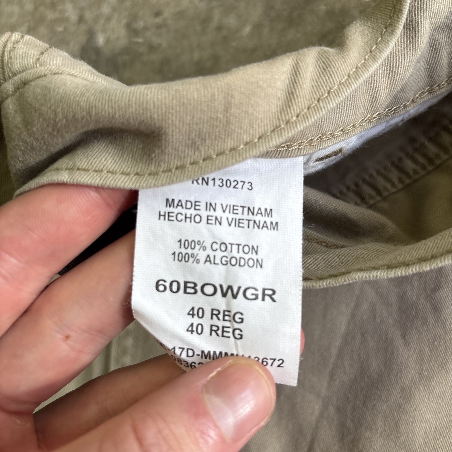 Khaki Green Wrangler Cotton Cargo Shorts | W40"