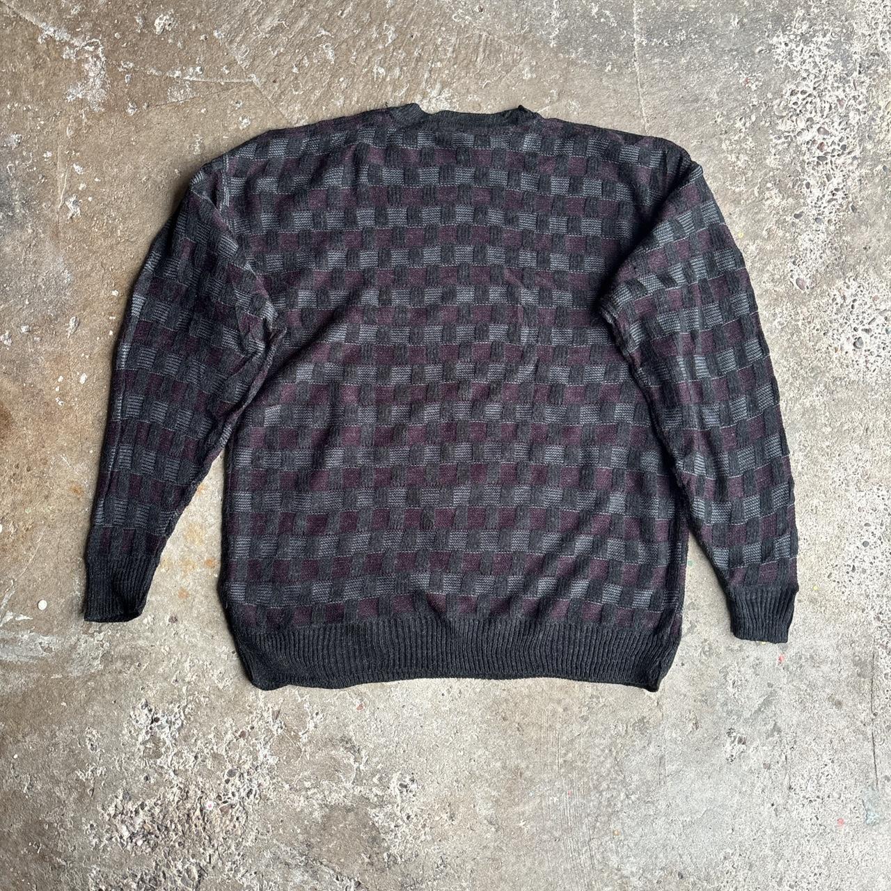 Black & Purple Square Pattern Knitted Jumper - XL