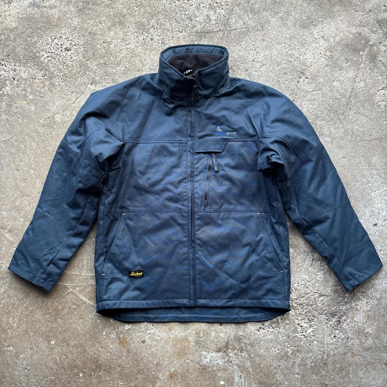 Navy Snickers workwear jacket with embroidered logos