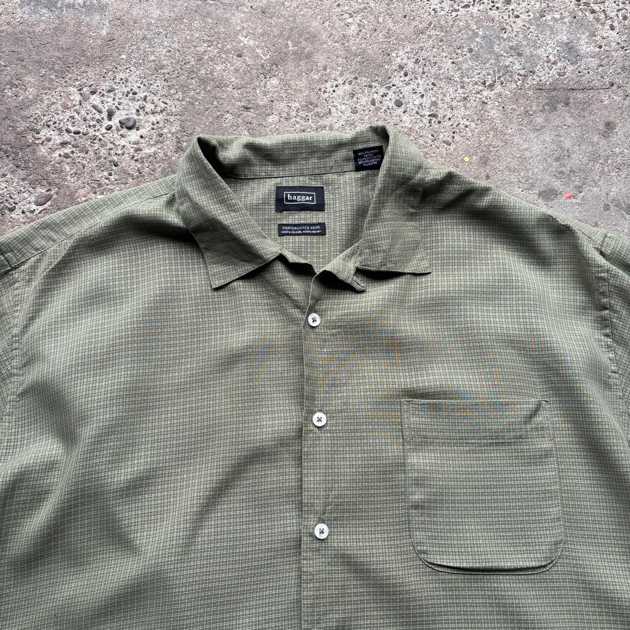 Green Haggar chequered short-sleeved shirt - XL