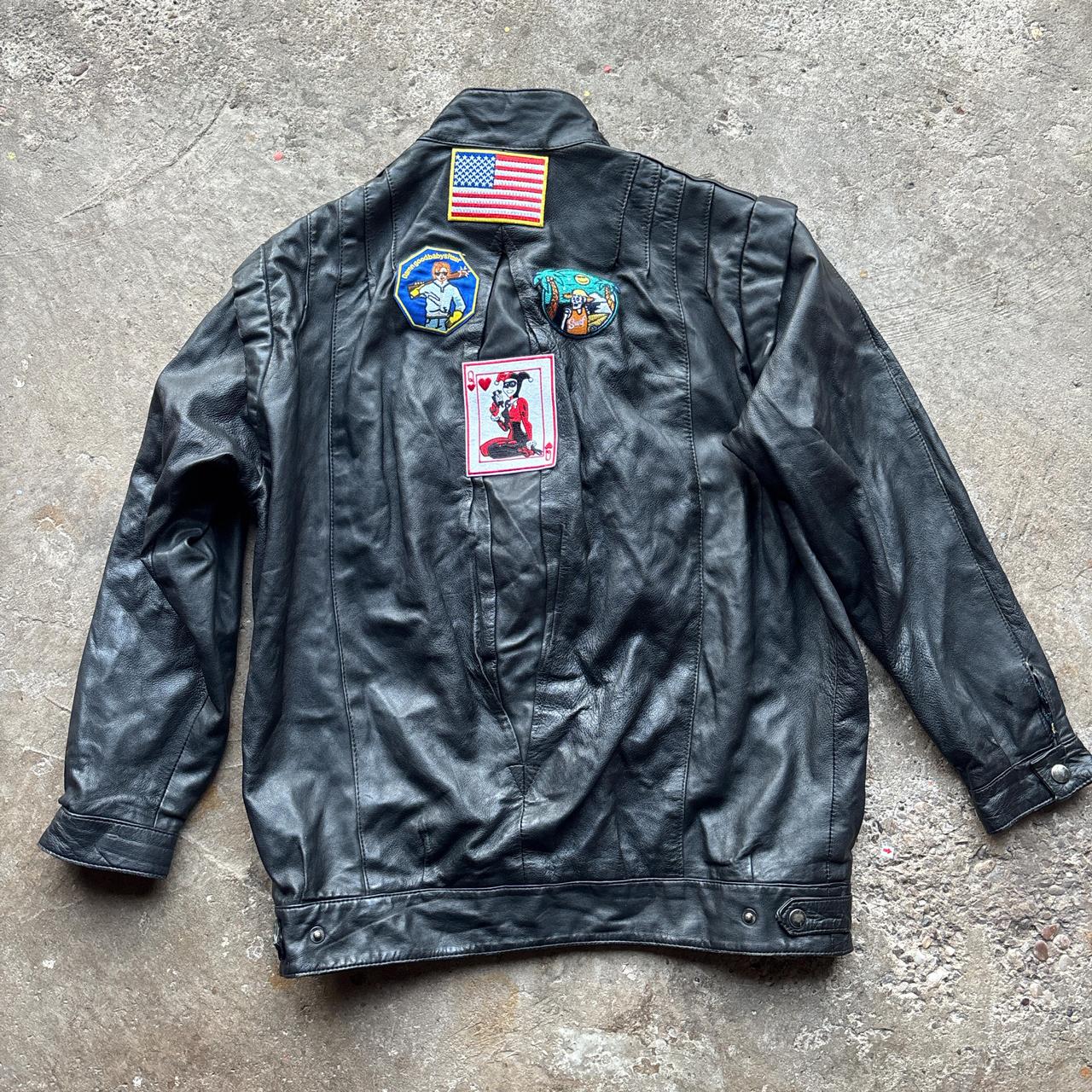 Black Leather Biker jacket with patches