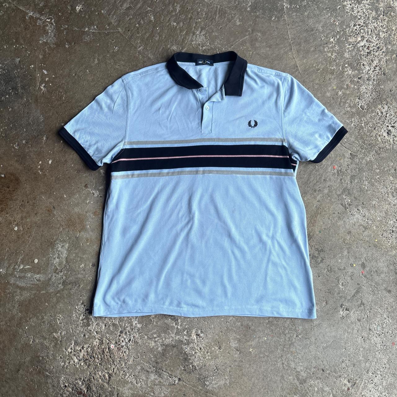 Light Blue & Black Fred Perry Polo Shirt - 2XL
