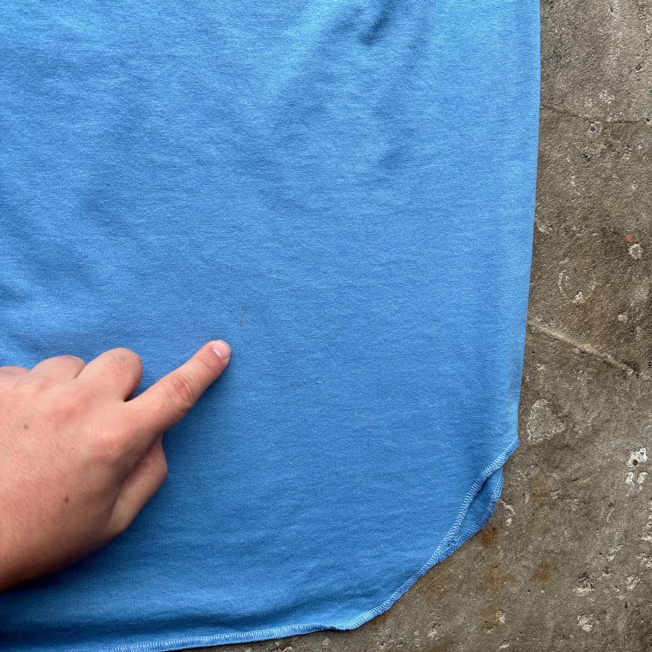 Blue Button-up single stitch t-shirt - L