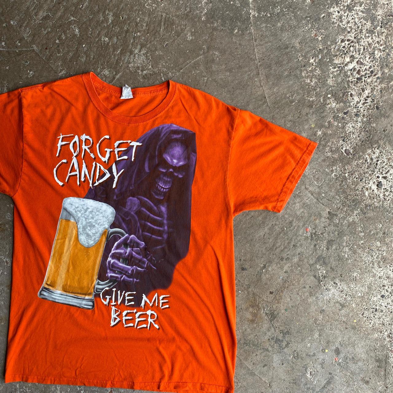 Orange Graphic Halloween Beer T-Shirt - L