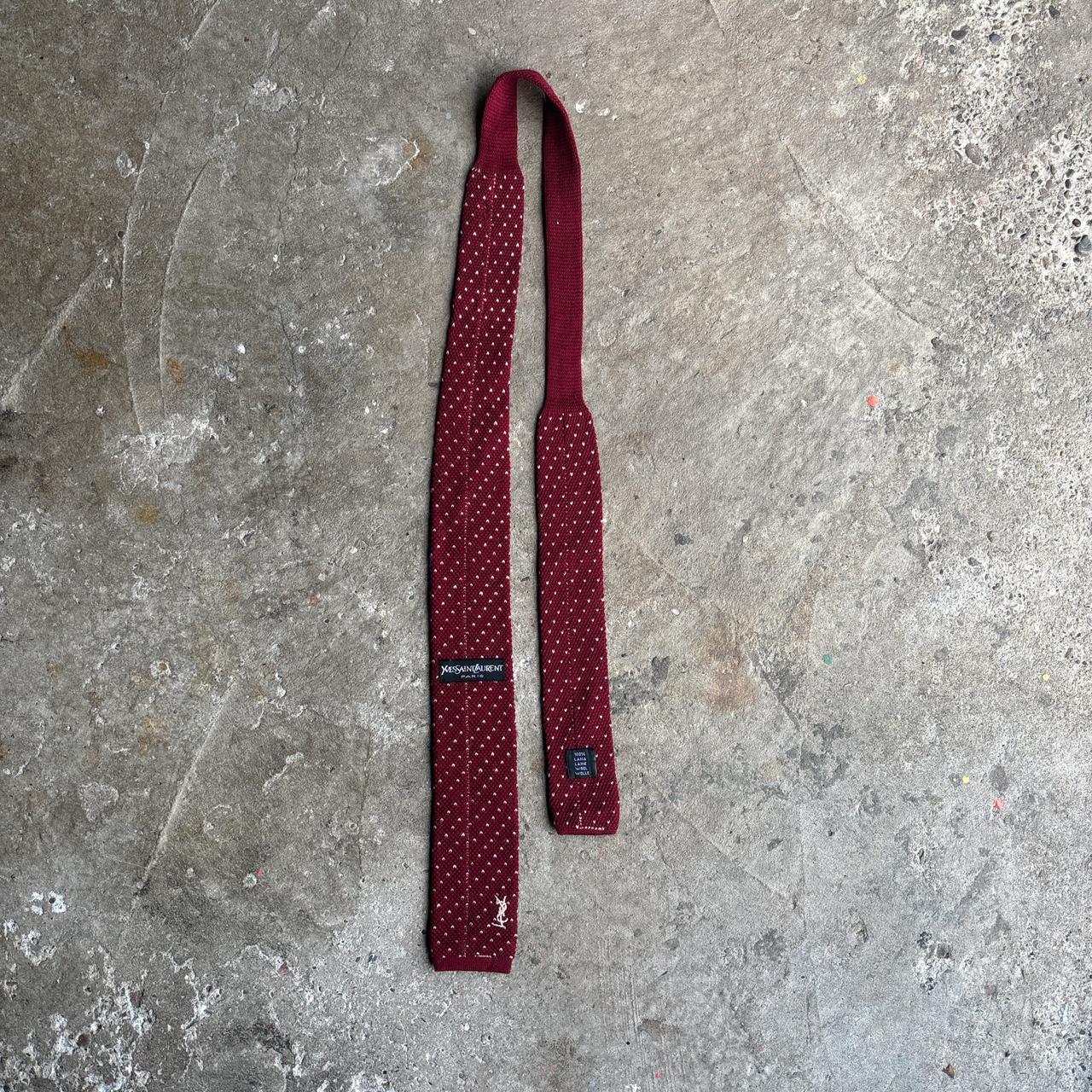 Burgundy Wool Yves Saint Laurent Patterned Tie