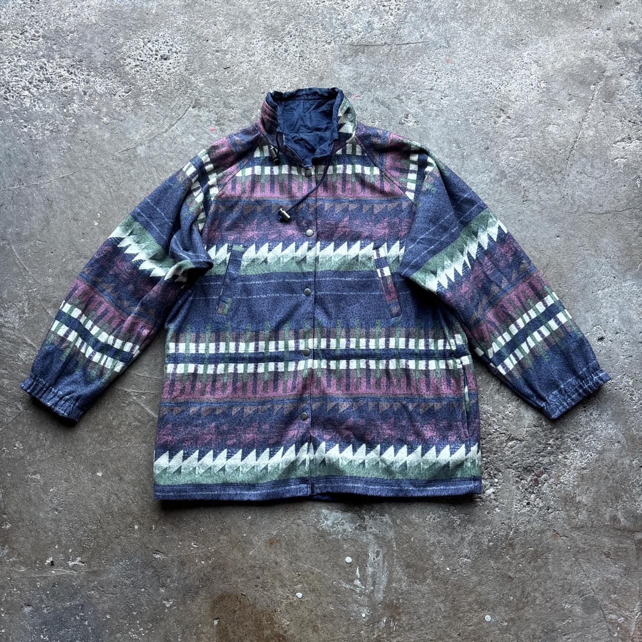 Vintage reversible Aztec pattern and blue jacket