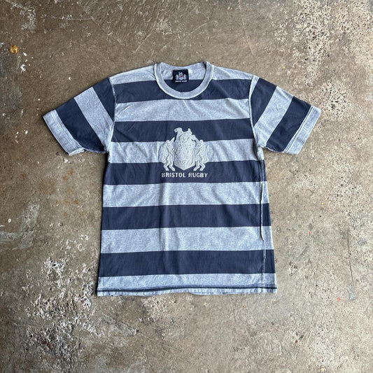 Navy & Grey Striped Bristol Rugby T-Shirt