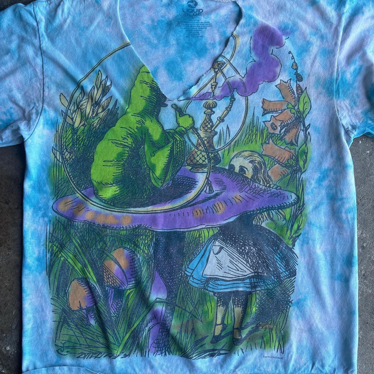 Liquid Blue Alice in the Wonderland Hookah Psychedelic Tie Dye T-shirt