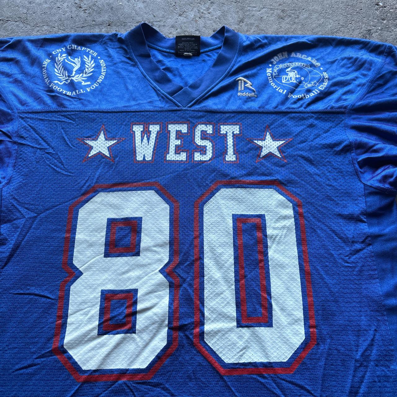 Blue Riddell American football jersey with #