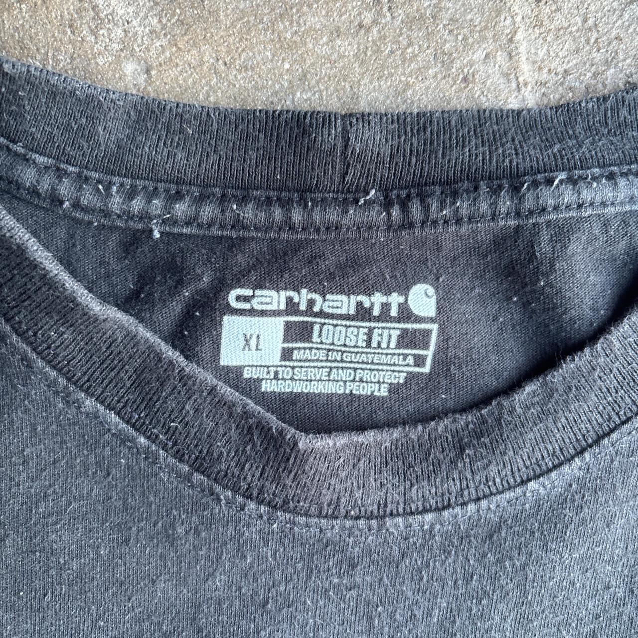 Distressed Black Carhartt T-Shirt - XL