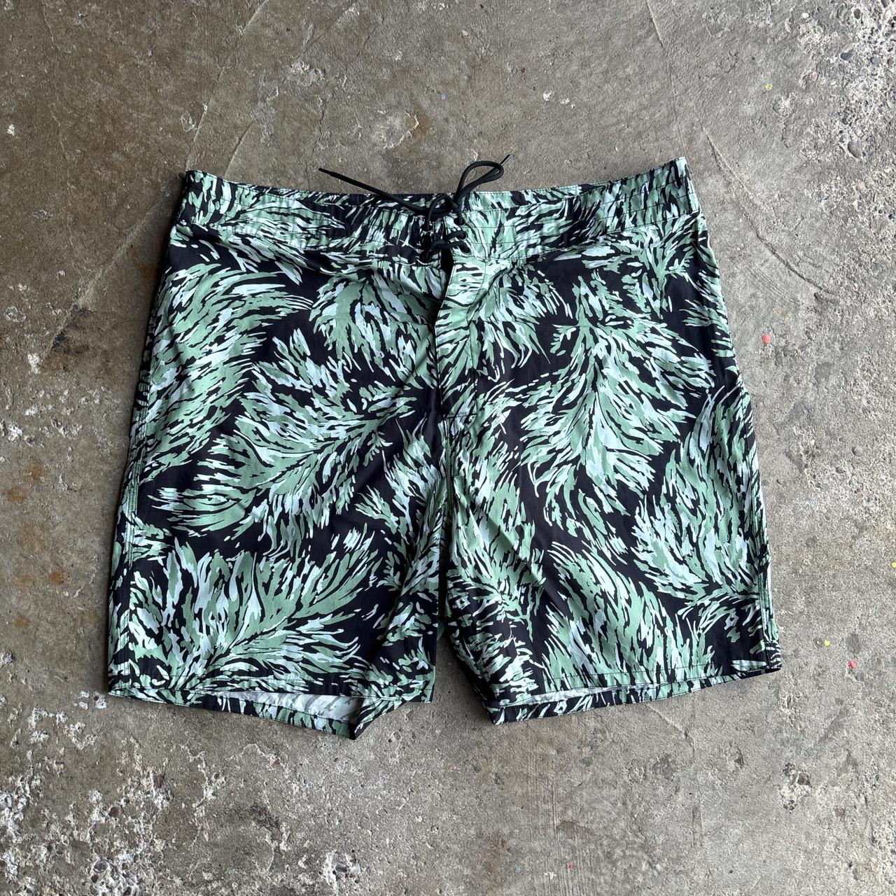 Green & Black Flower Print Carhartt Swim Shorts