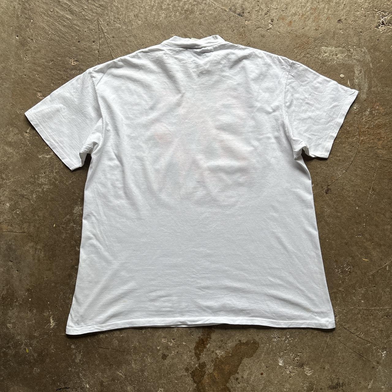 90s white graphic single stitch tee with ‘leadership’ graphic - XXL