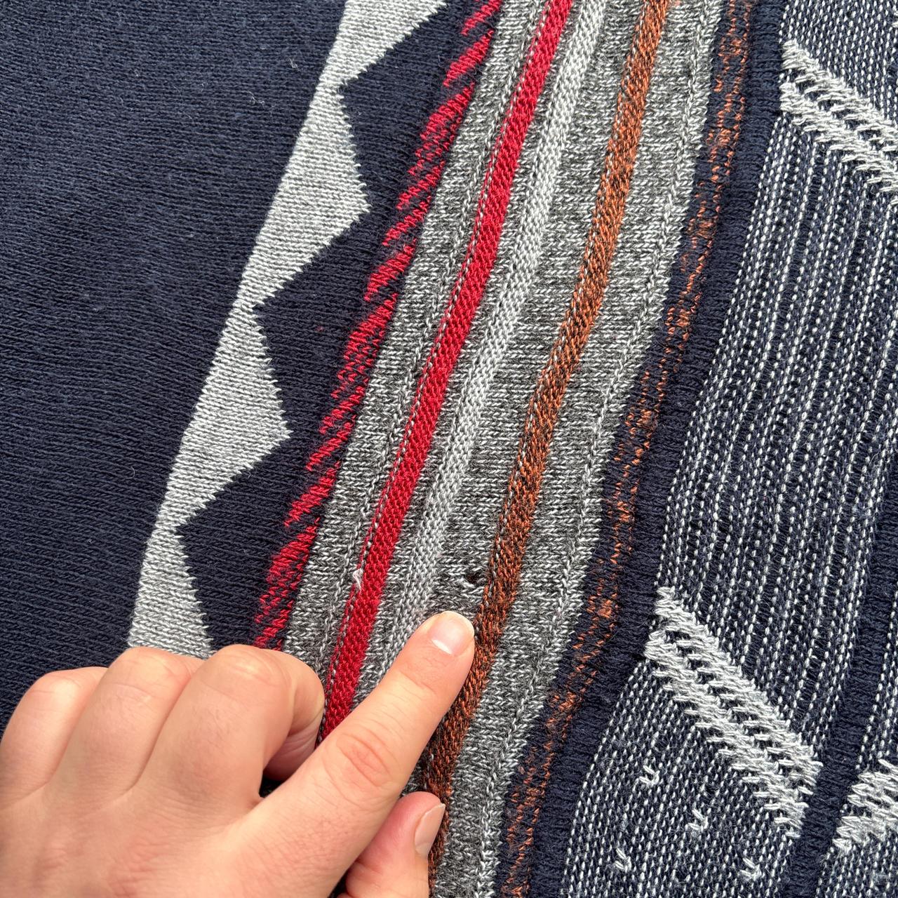 Navy and 3D patterned knitted jumper