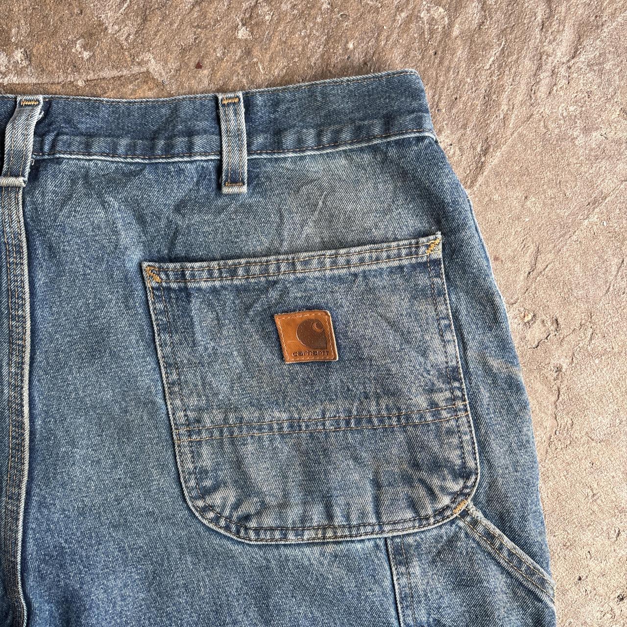 Washed Blue Denim Carhartt Ripped Jeans