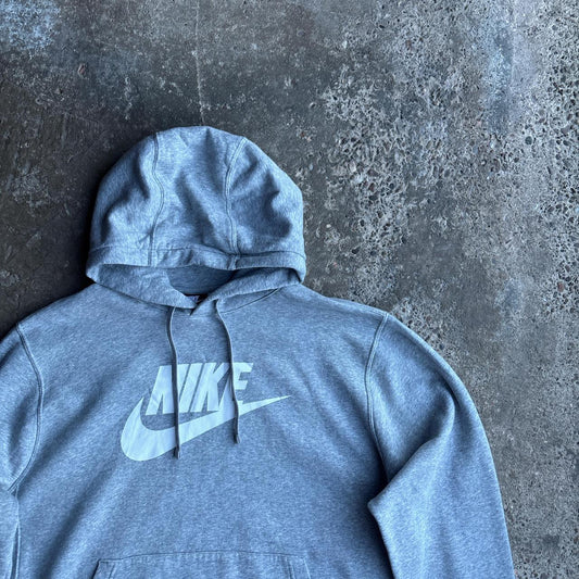 Grey Nike Logo Print Hoodie - XL