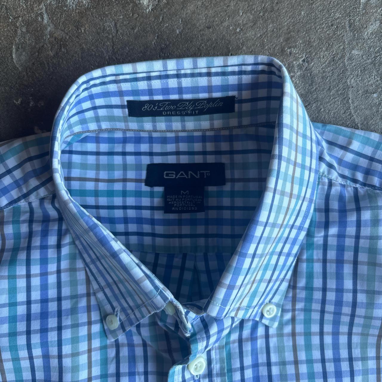 White & Blue Checkered GANT Short Sleeve Shirt