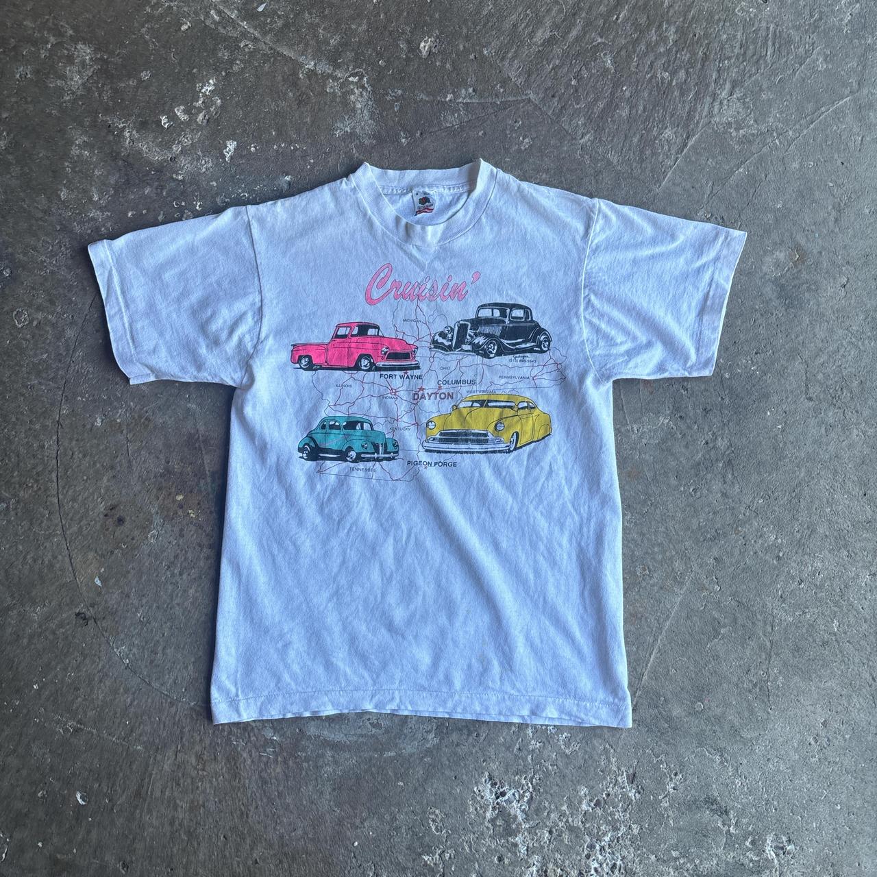 Vintage White Single Stitch Graphic Car T-Shirt