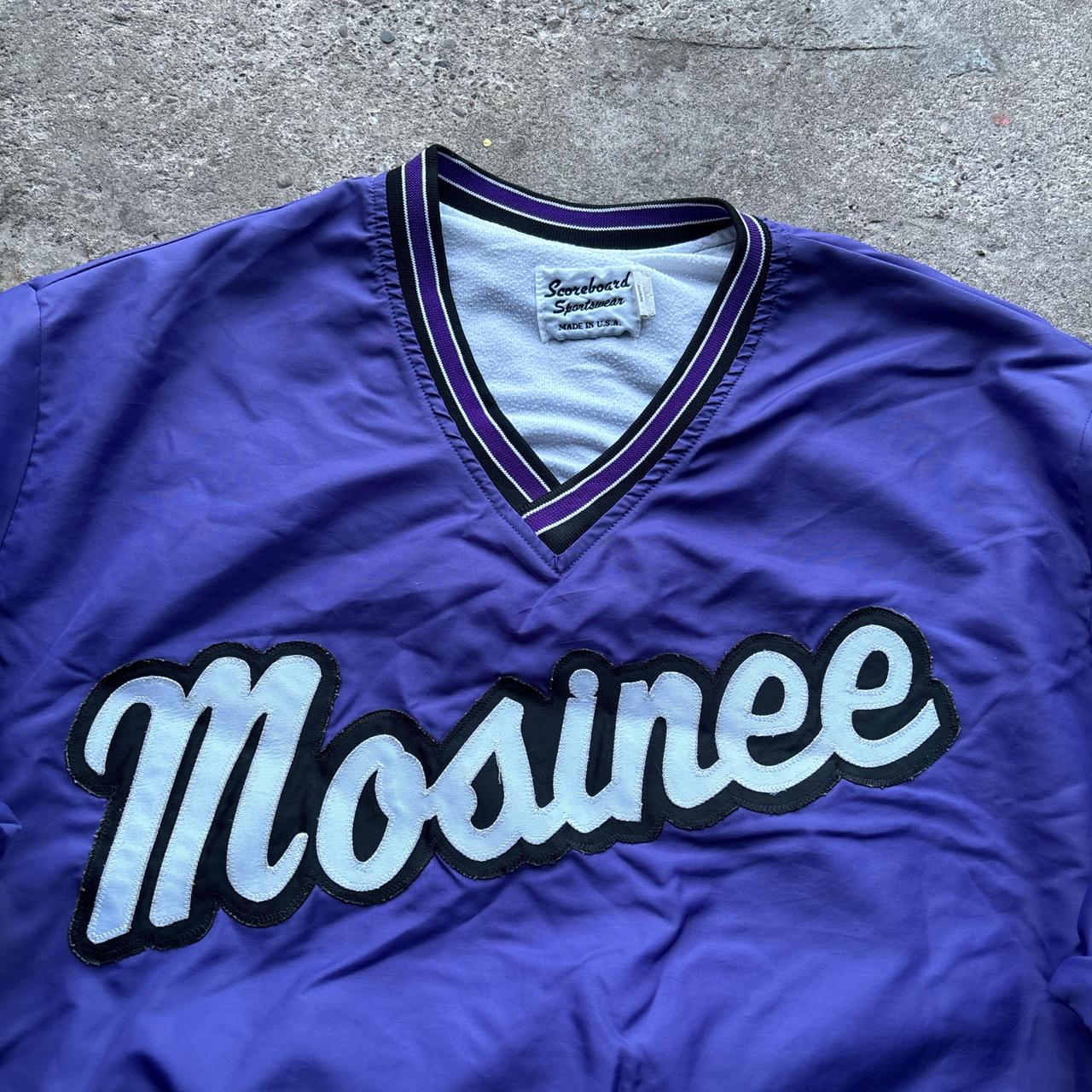 Mosinee purple and black baseball v-neck Scoreboard Sportswear sweatshirt