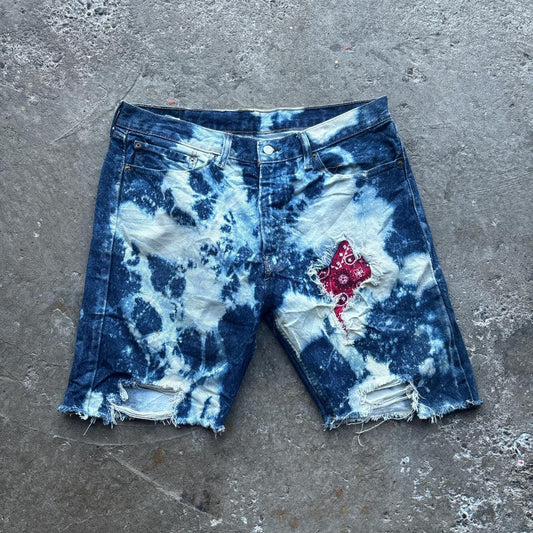 Levis 505 custom tie dye denim shorts