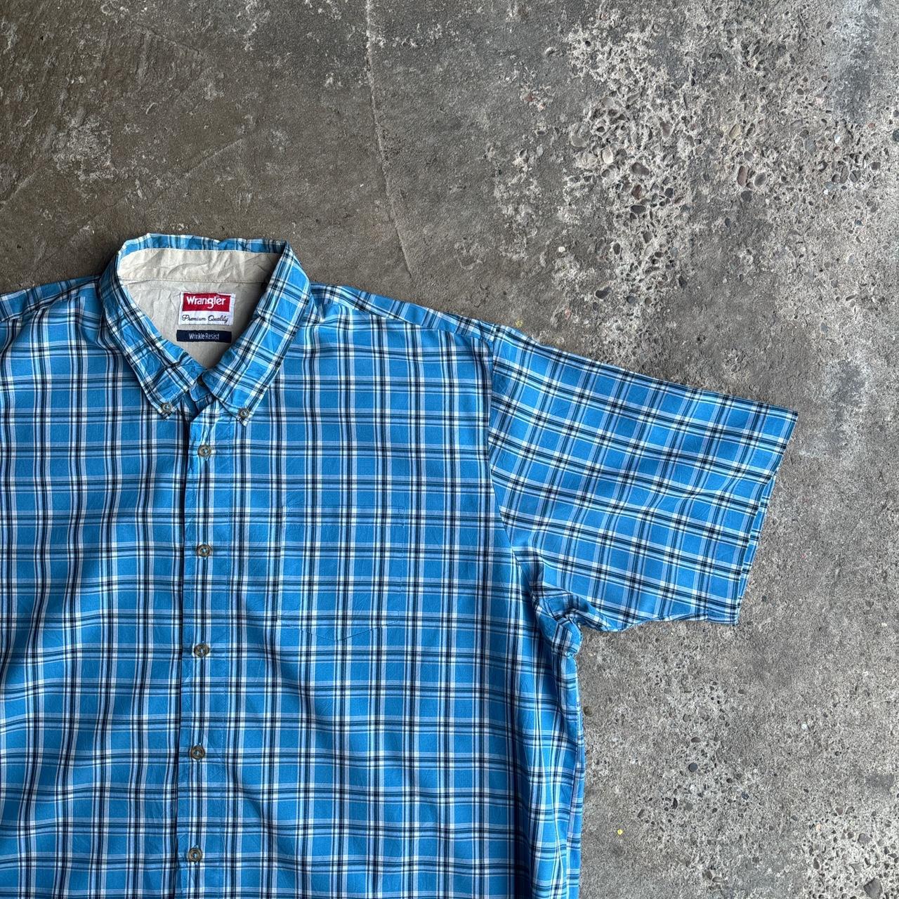 Blue Checkered Wrangler Short Sleeve Shirt