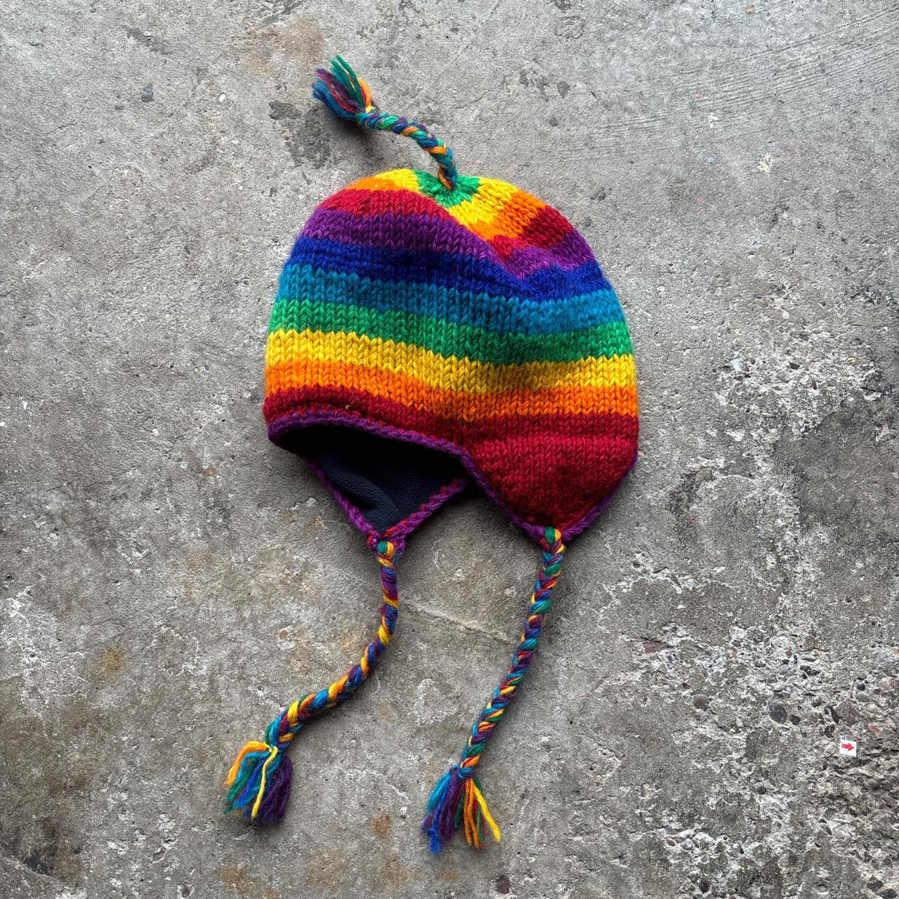 Nepalese handmade wool fleece lined hat