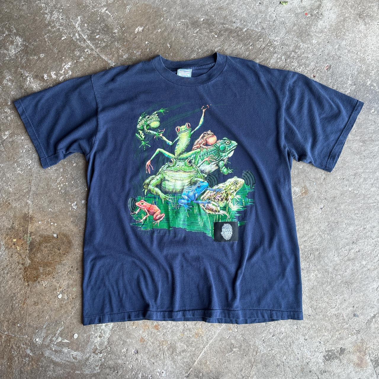 90s Navy frog graphic tee