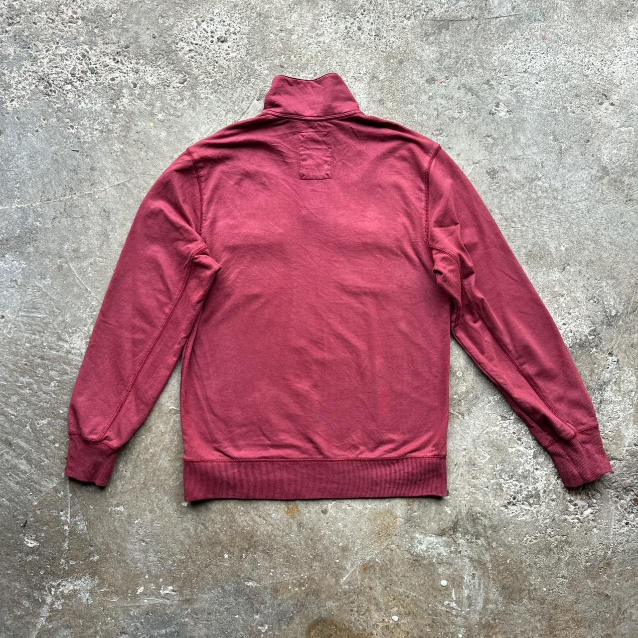 Burgundy vintage Timberland quarter zip sweatshirt with embroidered logo