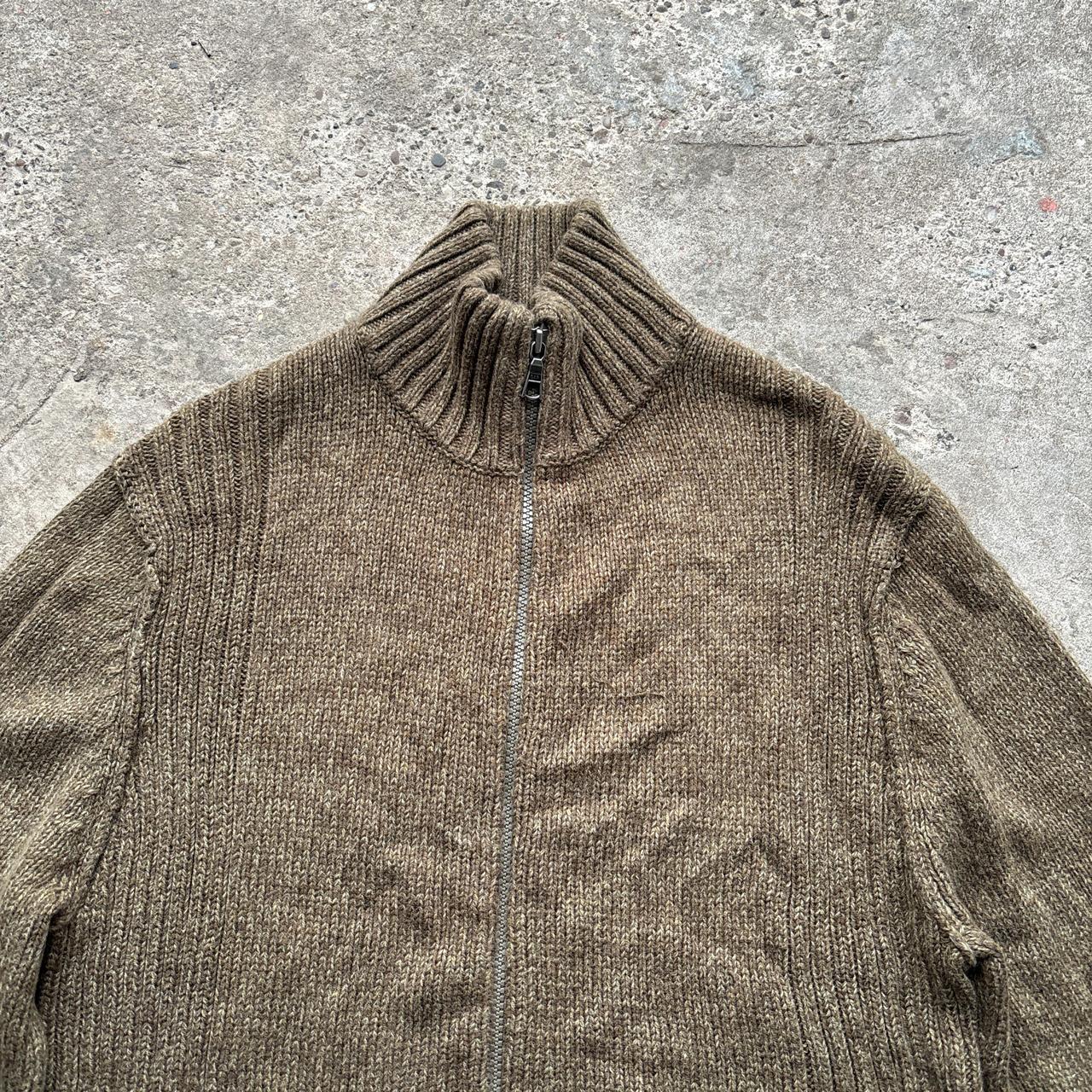 Khaki Green Gap zip-up knitted sweater