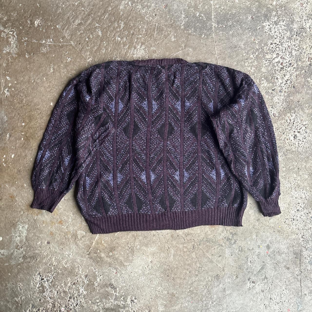 Purple Patterned Knitted Jumper - M (relaxed fit)