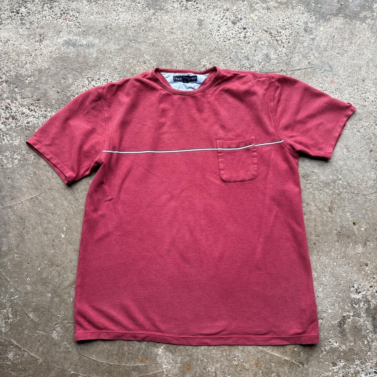 Red Tommy Hilfiger pocket t-shirt