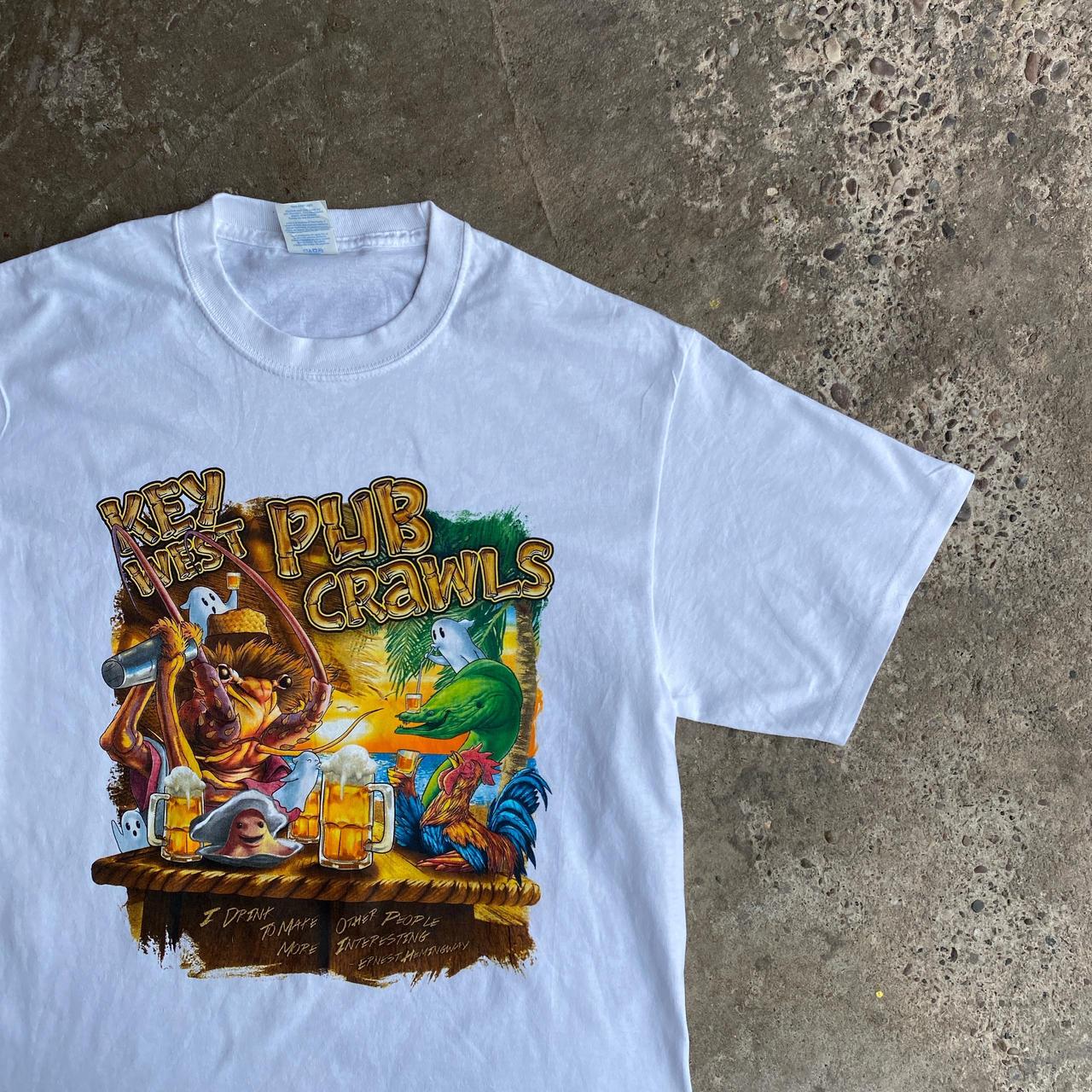 Vintage White Graphic ‘Pub Crawl’ T-Shirt - M