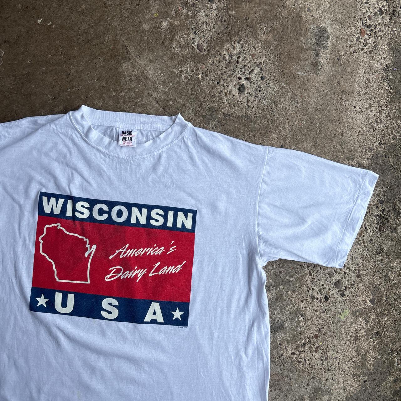 White Single Stitch ‘Wisconsin’ Graphic T-Shirt - L