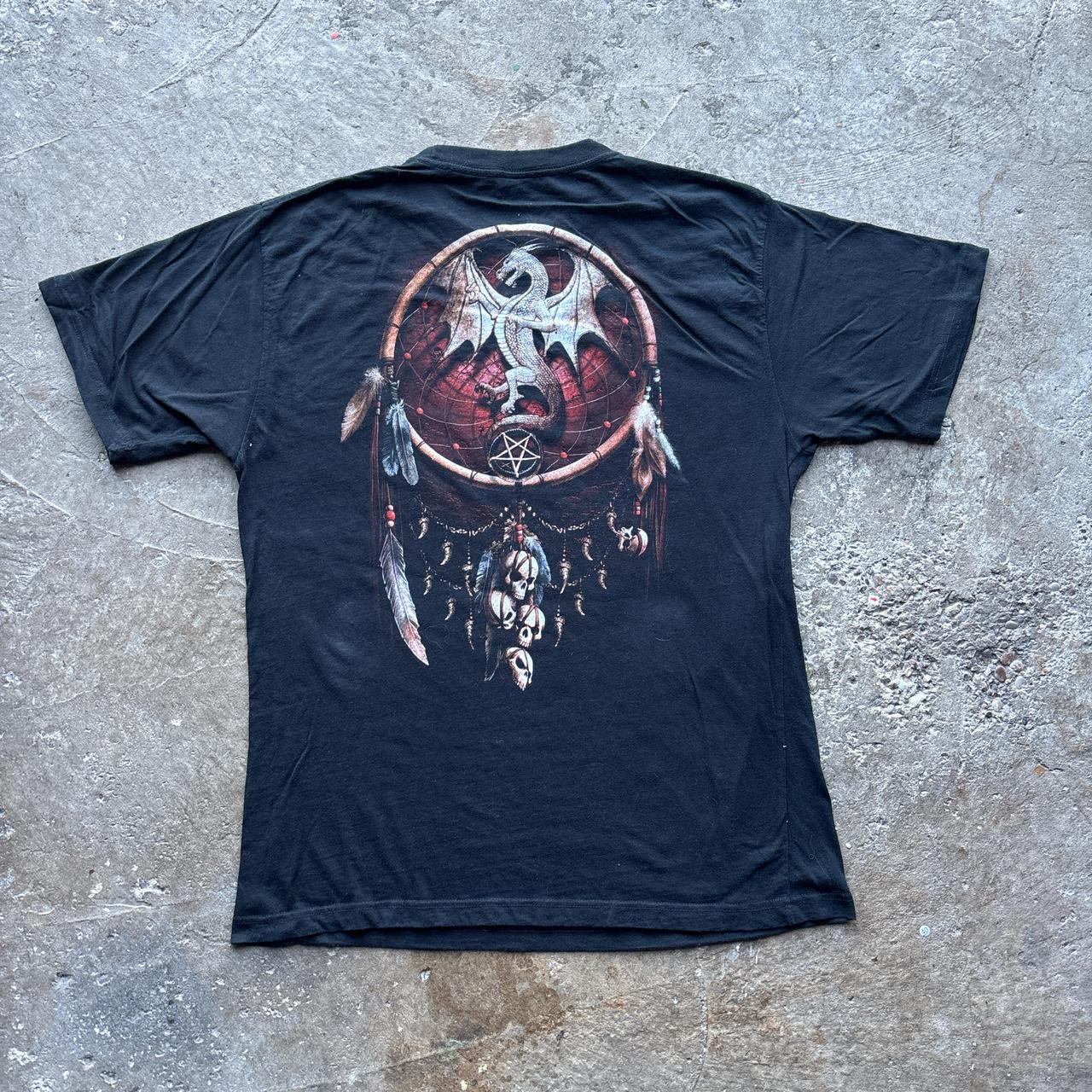 Black Spiral graphic tee with tribal prints