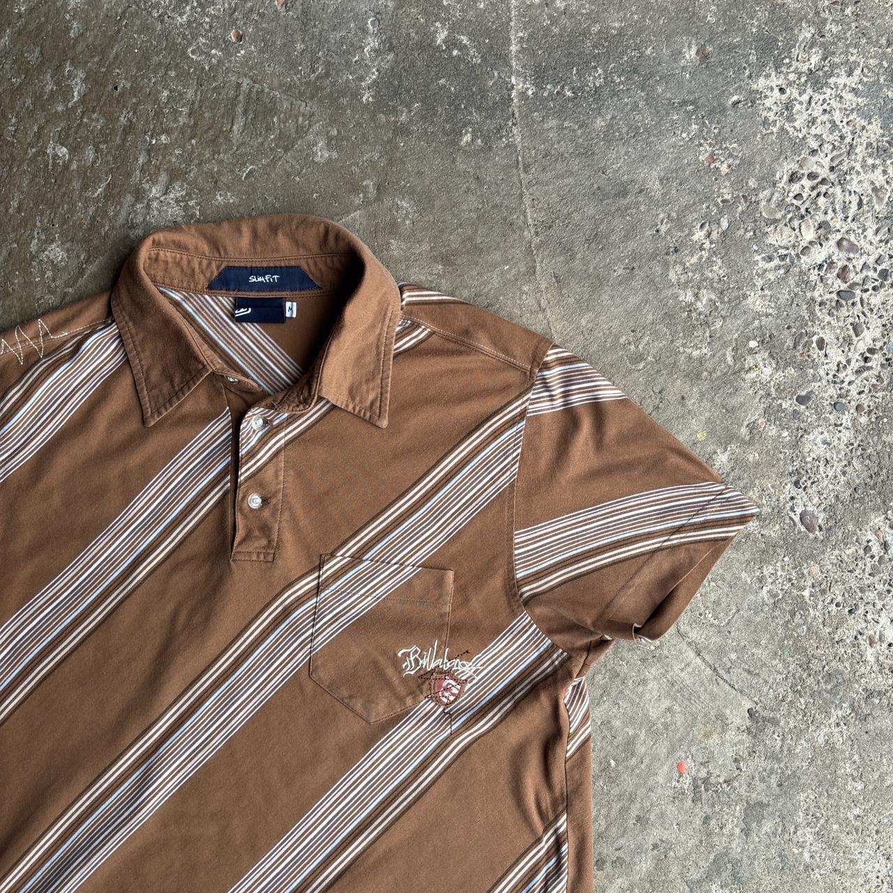 Brown Y2K Striped Billabong Polo Shirt