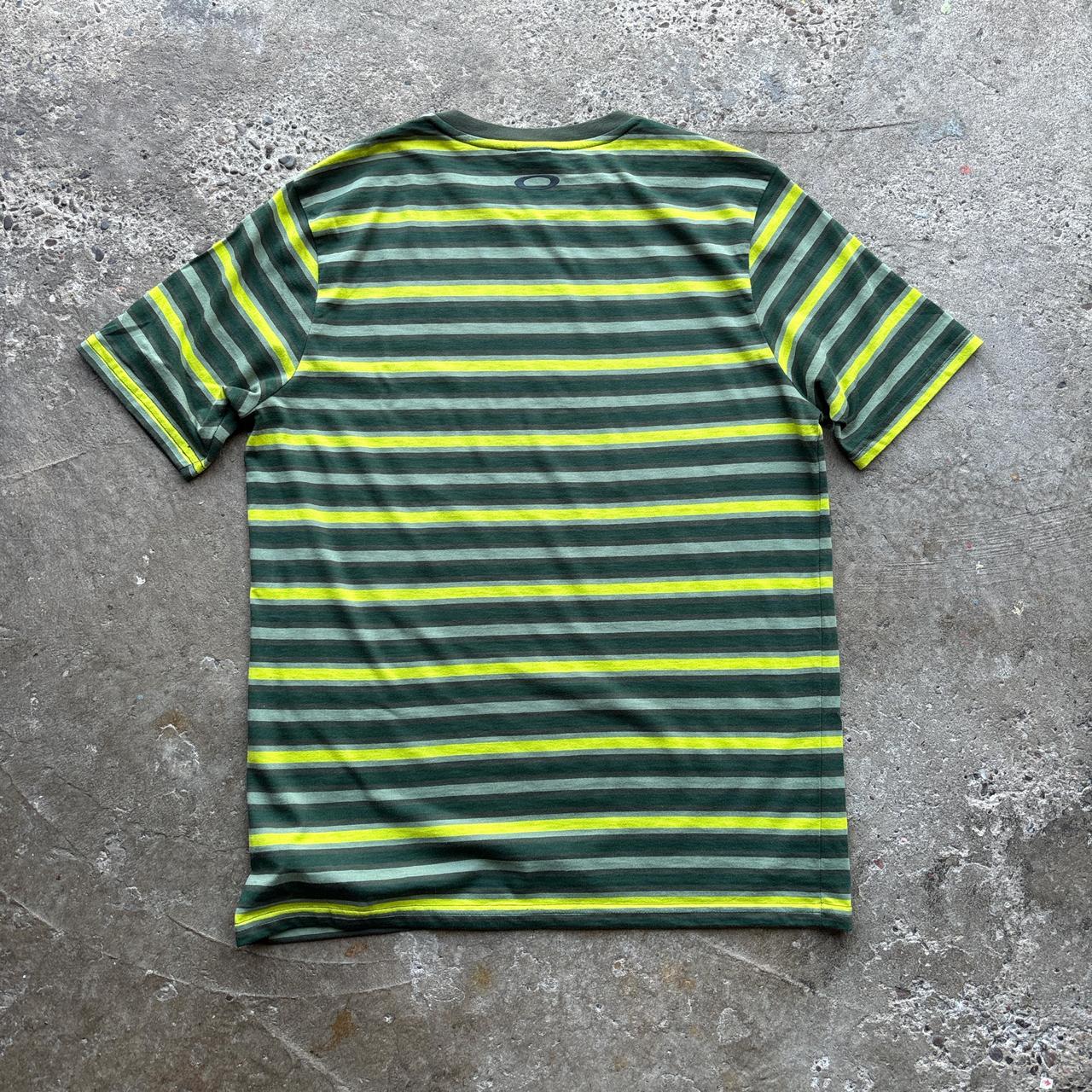 Orange and green striped Oakley T-shirt - M