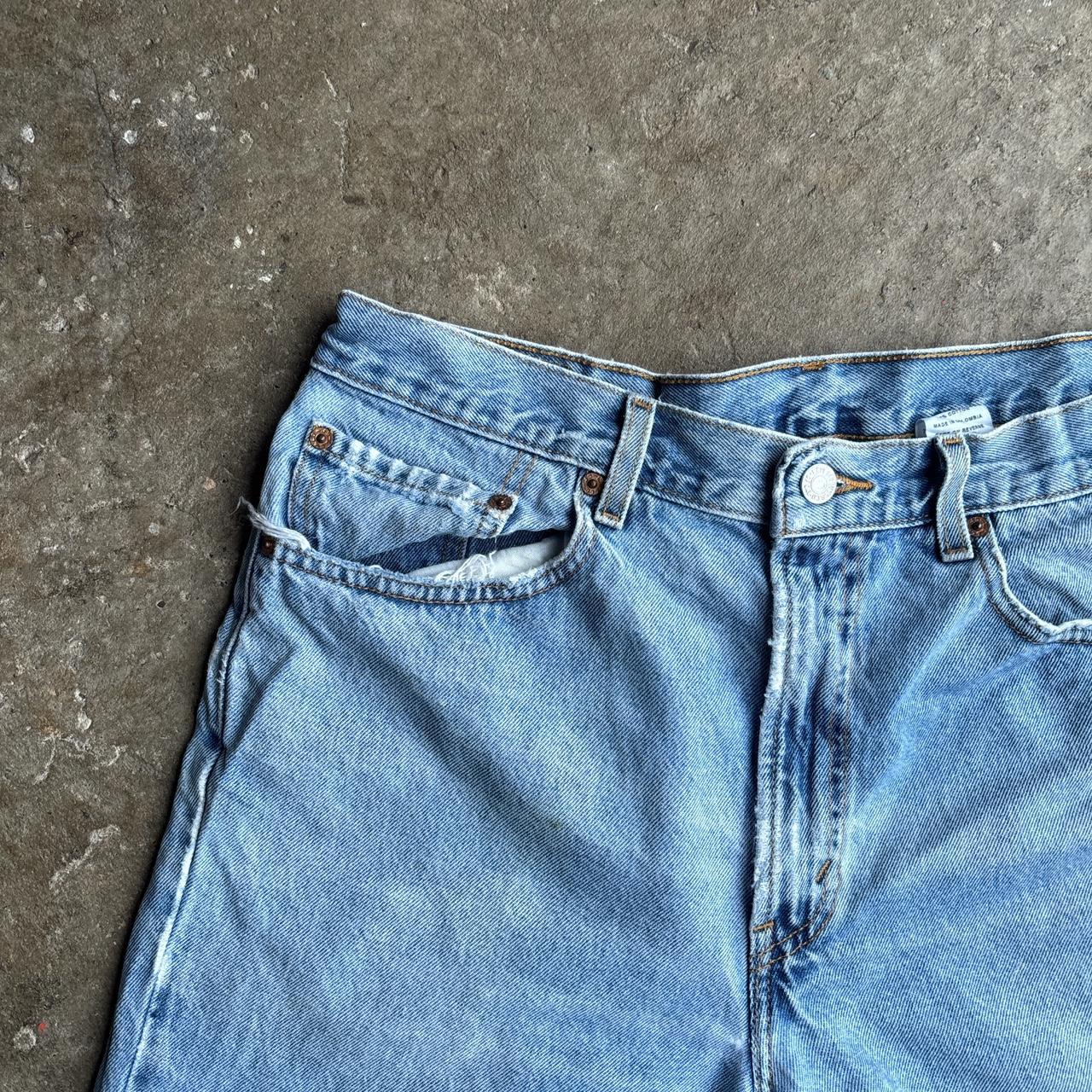 Light Blue Denim Paint Splattered Levi Jean Shorts