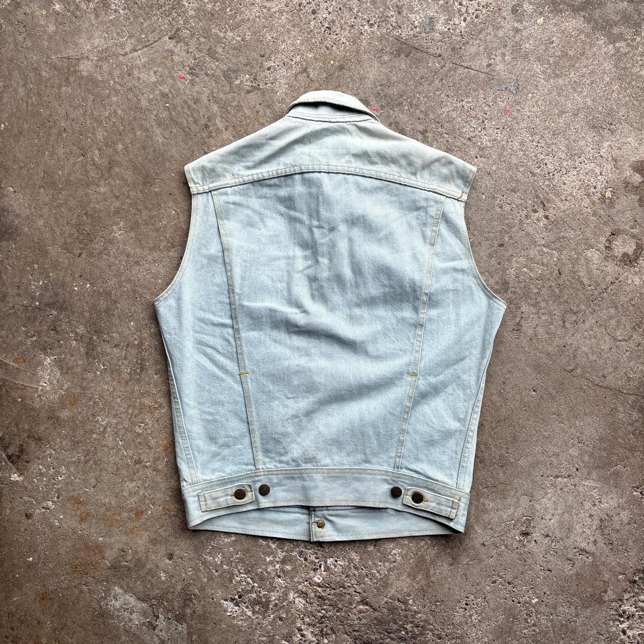 Vintage Rifle Washed Light Blue Denim Vest Jacket (high quality / heavyweight)