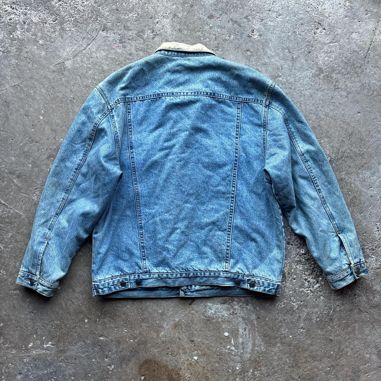90s Easy Blue Denim Trucker jacket with flannel