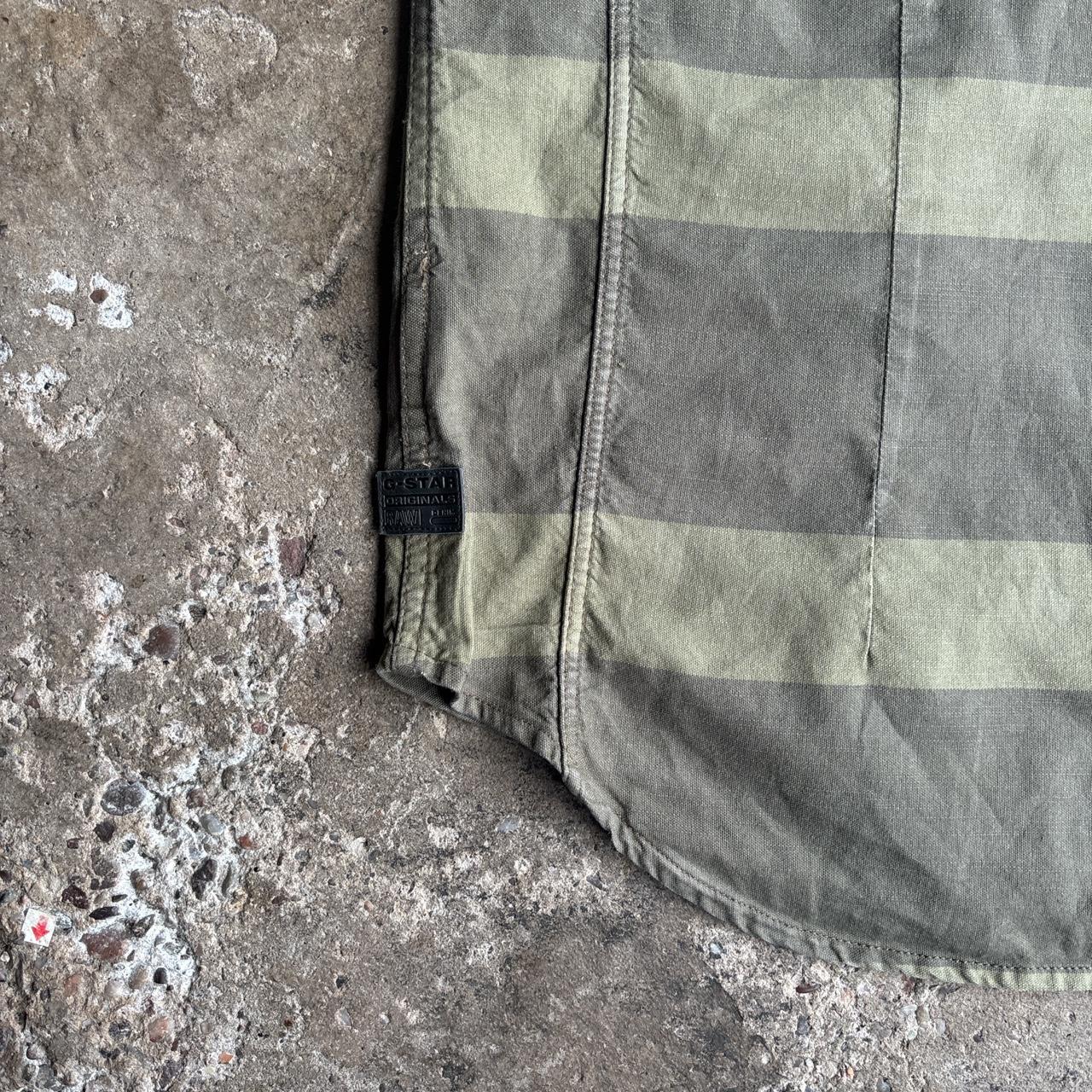 Green Striped G-STAR RAW Short Sleeve Shirt