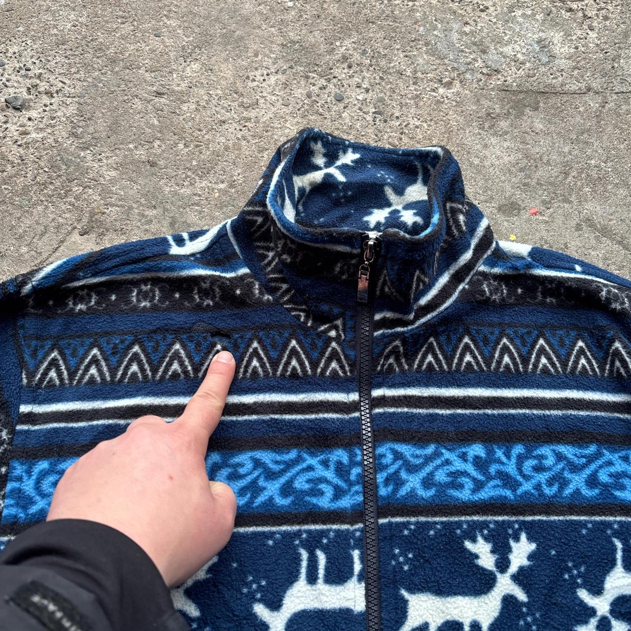 Navy crazy fleece with reindeer pattern