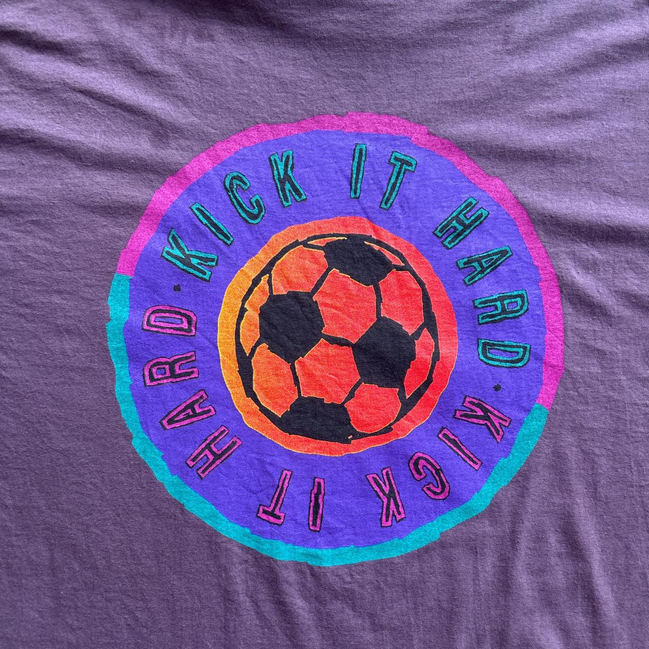 Purple Single Stitch Graphic Football T-Shirt
