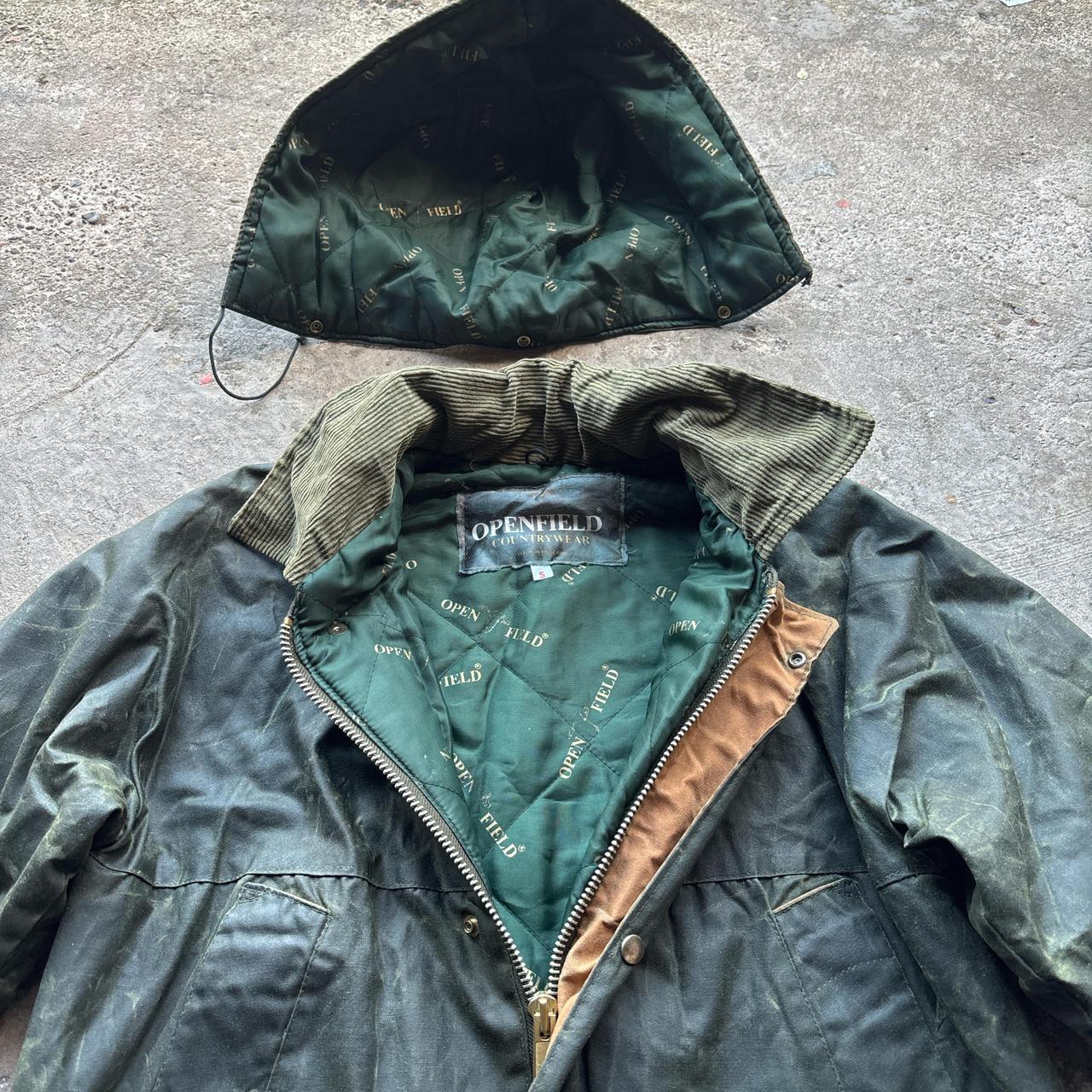 Openfield Green Waxed jacket with removable hood