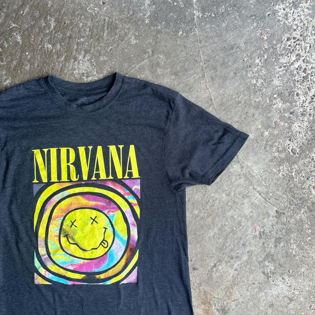 Dark Grey Nirvana Smiley Face Graphic T-Shirt