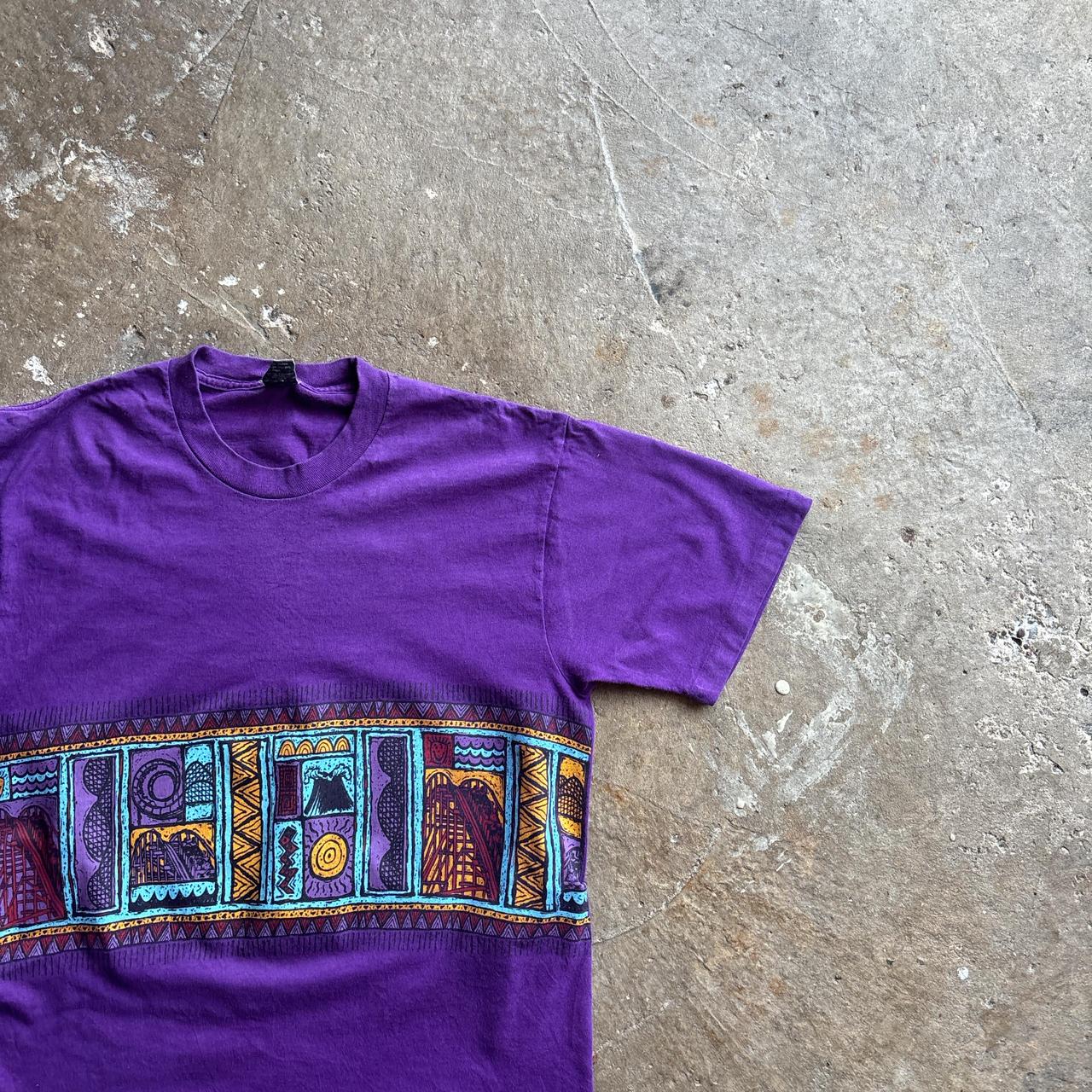 Purple Single Stitch Graphic T-Shirt