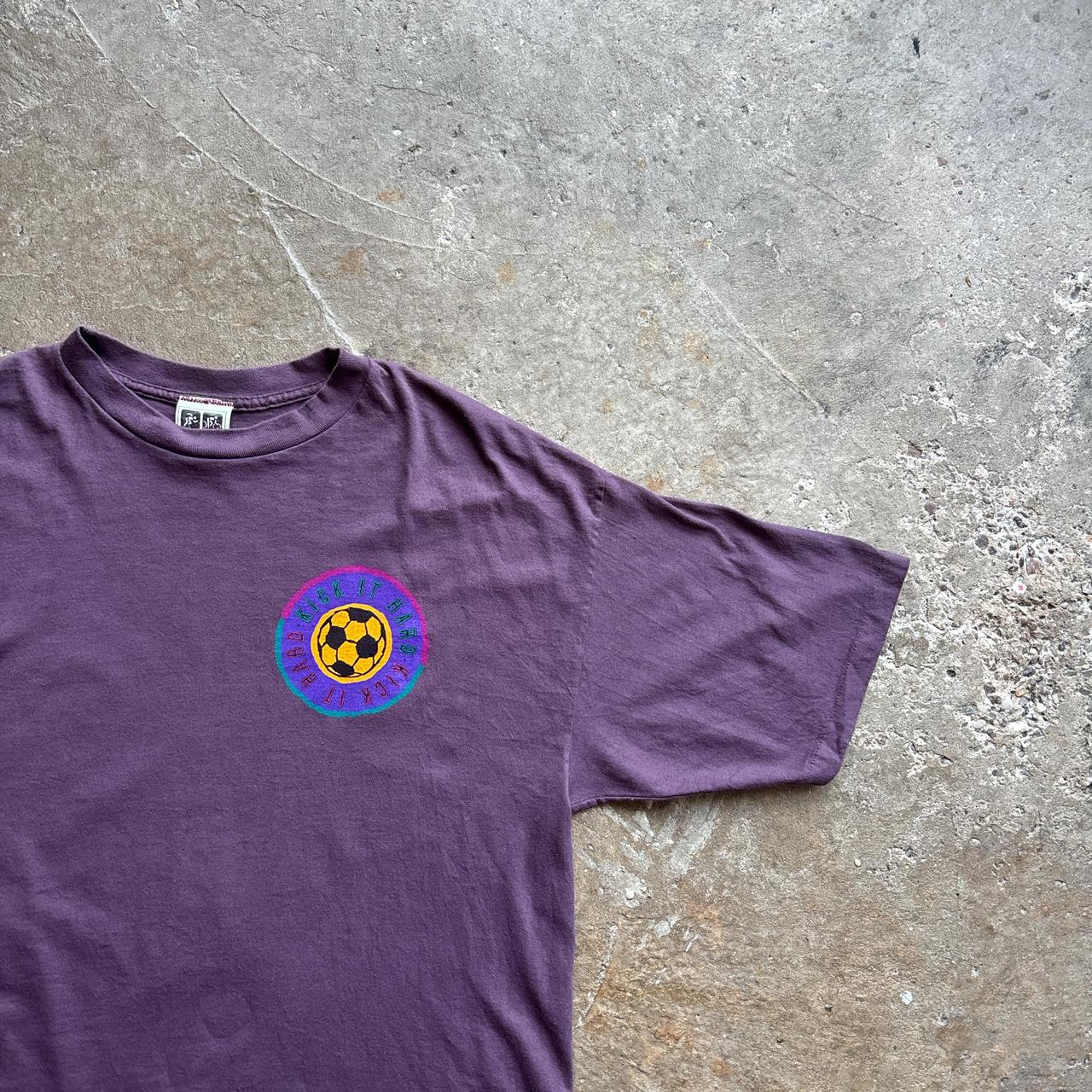 Purple Single Stitch Graphic Football T-Shirt