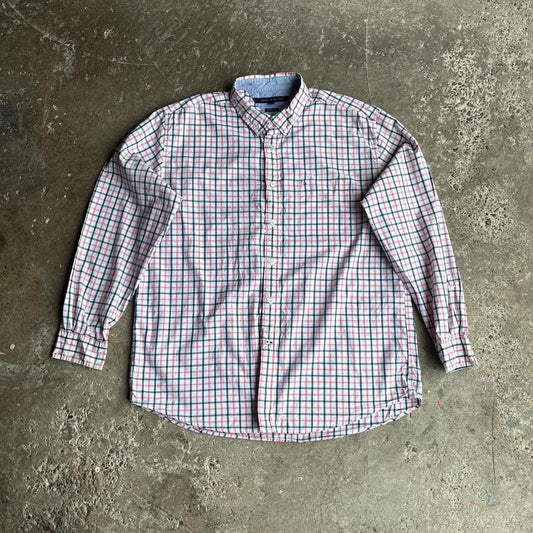White & Pink Tommy Hilfiger Checkered Oxford Shirt -  XL