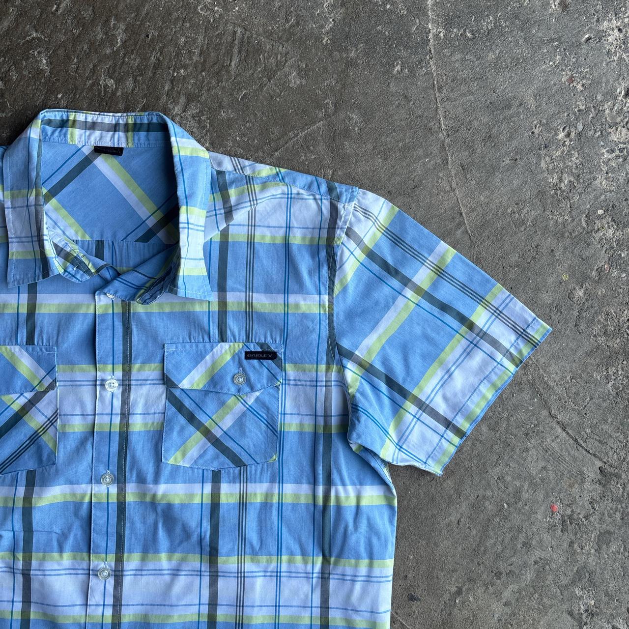 Blue & White Checkered Oakley Short-Sleeve Shirt